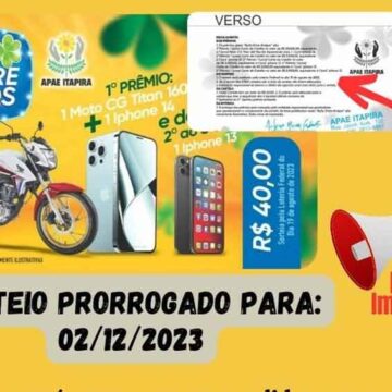 Sorteio da “super-rifa” da Apae é prorrogado