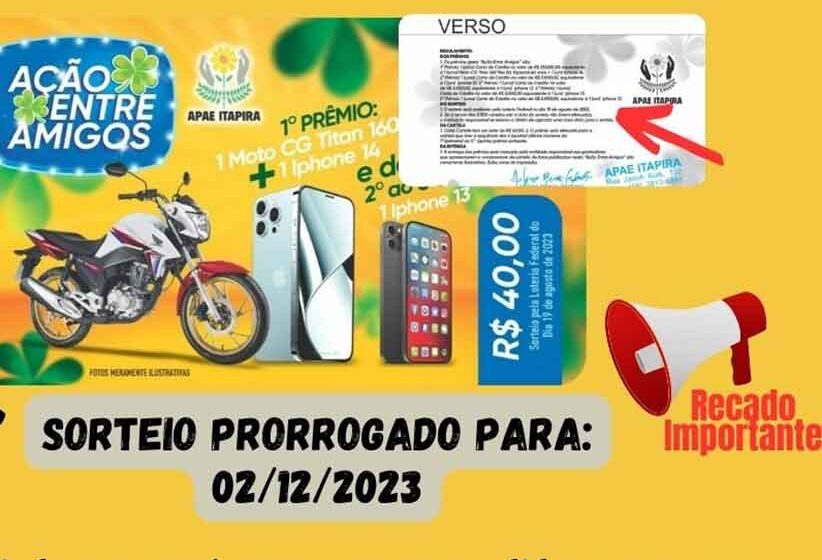 Sorteio da “super-rifa” da Apae é prorrogado